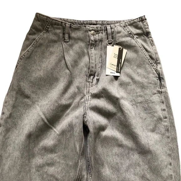 Mango Corina denim slouchy jeans in light grey cotton Size 6 NWT - Picture 3 of 10
